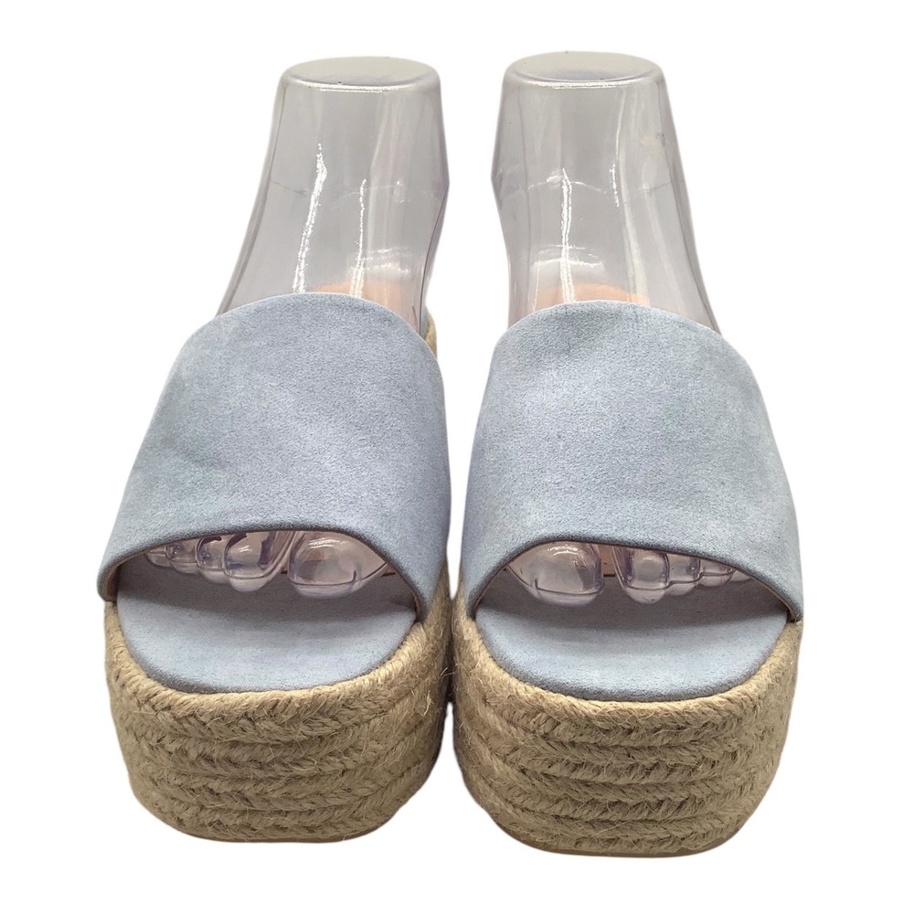 Lulus Light Blue Faux Suede Platform Espadrille Slide Sandals Womens Size 6.5